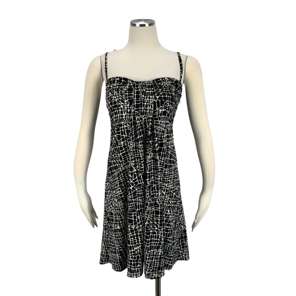 Ann Taylor XS Dress Black White Spaghetti Strap Stretch Party Wedding Summer